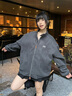 AVVLD美式運(yùn)動(dòng)毛呢立領(lǐng)開衫外套男女同款春秋字母刺繡情侶百搭?yuàn)A克上衣 杏色 L 曬單實(shí)拍圖