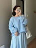 CTOX溫柔韓系穿搭一整套藍(lán)色連衣裙子女2025新款早夏季度假感套裝長裙 半裙 M 45/55kg 曬單實(shí)拍圖