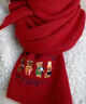 恒源祥含羊毛小熊刺繡毛線(xiàn)圍巾女冬季2024新款感保暖針織圍脖學(xué)院風(fēng) 圣誕紅 曬單實(shí)拍圖