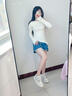 回力女鞋厚底小白鞋女2025夏季新款鞋子女休閑舒適 米藍色 38 曬單實拍圖