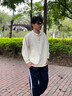V37純色拉鏈翻領(lǐng)衛衣男2025新款春秋季日系復古潮牌寬松bf風(fēng)情侶外套 米白色 3XL 曬單實(shí)拍圖