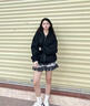 ICH MODE外套女美式衛衣開(kāi)衫春秋男女同款寬松連帽雙拉鏈慵懶情侶上衣長(cháng)袖 黑色 S 曬單實(shí)拍圖