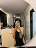 JIOESC泳衣泡溫泉女比基尼連體性感露背純欲風(fēng)大小胸聚攏顯瘦遮肚游泳QC 黑色露背裝 均碼 【80-120斤】 曬單實(shí)拍圖