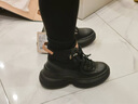 COZY STEPS可至女士秋冬厚底舒適增高休閑靴中筒圓頭防滑牛皮馬丁靴 曜石黑 36 曬單實(shí)拍圖
