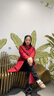 指間沙W2441291女裝24冬立領大盤扣裥棉長外套A版亞麻中式棉服 朱草78 XL 曬單實拍圖