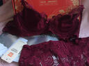 莫代爾純欲性感蕾絲內衣女套裝聚攏收副乳紅色本命年情趣超薄美背文胸罩 酒紅色套裝【內衣禮盒】 75B (34) 曬單實(shí)拍圖