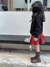 憨憨象女童毛呢短裙2024秋款女大童春秋款英倫百褶裙兒童格子半身裙潮 4507紅色 120cm 曬單實(shí)拍圖