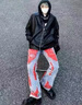 才俏美式破洞牛仔褲男夏季薄款高街風(fēng)春夏季新款寬松直筒喇叭長(zhǎng)褲 GK-545 紅色  M (適合95-115斤) 曬單實(shí)拍圖