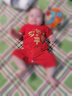 迪士尼（Disney）新生秋季嬰兒連體衣夏季薄款紅色百天滿(mǎn)月純棉龍年寶寶冬季外出服 歲歲平安短袖平角哈衣 不含帽子 90cm 曬單實(shí)拍圖