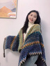 VINEY披肩女款圍巾春秋季2025新款百搭民族風(fēng)旅游加厚斗篷外套披風(fēng)女 孔雀藍(lán)-高端禮盒裝 曬單實(shí)拍圖
