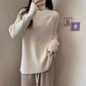 乖米豆大碼慵懶半高領(lǐng)針織毛衣女秋冬新款微胖mm寬松遮肉顯瘦內(nèi)搭上衣潮 奶白色【寬松/小個子/輕熟法式小 M 【建議96-105斤】 曬單實(shí)拍圖