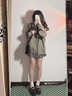 派吉鯊美式加絨加厚衛(wèi)衣女秋冬新款oversize連帽棒球服拉鏈開(kāi)衫大碼外套 灰綠色(春秋) 薄款 M 曬單實(shí)拍圖