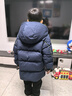 馬騎頓（MQD）MQD冬季男大童加厚保暖學(xué)院風(fēng)連帽羽絨服 藏青 140 （充絨量108g） 曬單實(shí)拍圖