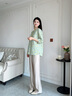 布符（Cloth Fu）布符2025年春季原創(chuàng)設(shè)計新款女士米白亮光松緊腰直筒褲百搭休閑褲 米白 M 曬單實拍圖
