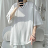 Shelley Jones麥穗紋冰絲v領(lǐng)短袖t恤男夏季潮流痞帥重磅半袖寬松休閑中袖體恤衫 白色 XL [推薦120-140斤] 曬單實(shí)拍圖