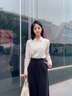 Laurèl【桑蠶絲】25春新款真絲歐根紗寬松襯衫女LWD361C00500 珠光白 S 曬單實(shí)拍圖