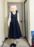 愛麥依2025早春季格子連衣裙子女春春法式復(fù)古小個子減齡襯衫背帶裙套裝 米杏色襯衣+格子連衣裙初春穿搭/ L 105-115斤 曬單實拍圖