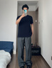 TOMMY HILFIGER【輕柔感】25夏季男純棉珠地網(wǎng)眼休閑鑲邊袖口短袖上衣T恤38630 藏青色DW5 S （推薦：120-135斤） 曬單實拍圖