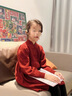 G.DUCKKIDS加絨女童針織毛衣裙子中式盤扣大童拜年服連衣裙秋冬季兒童新年裝 紅色毛衣裙 150 cm 曬單實拍圖