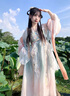 杜艷枝漢唐華韻原創(chuàng)漢服女【春晚嫣雨】唐制齊胸漢元素重工刺繡春夏日常 粉綠色五件套（春晚嫣雨） S 80-100斤 曬單實拍圖