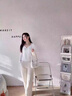 PMOG加絨保暖低領(lǐng)針織打底衫女秋冬洋氣內(nèi)搭修身短款v領(lǐng)白色加厚毛衣 白色[加絨] M[建議91-100斤] 曬單實(shí)拍圖