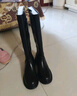 ZHR長(cháng)筒靴子女冬不過(guò)膝厚底騎士靴復古西部旅游加絨女靴BL323A黑色38 曬單實(shí)拍圖
