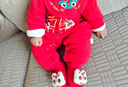 貝瑞加（Babyprints）寶寶連體衣夾棉加厚新年衣服保暖棉服大紅拜年服喜慶周歲禮服 90 曬單實(shí)拍圖