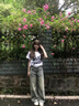 夏雨瑤美式高街黃泥色闊腿牛仔褲女2025夏季薄款寬松高腰直筒微喇叭長褲 黃泥藍 色 M 【建議95-105斤】 曬單實拍圖