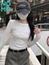 NOMe長袖t恤女早秋新款修身螺紋內搭打底衫韓式正肩上衣 麻灰色 M 曬單實拍圖