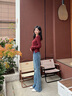 香影微喇牛仔褲女高腰顯瘦2025春季新款水洗丹寧復古淺色褲子百搭 牛仔藍 S 曬單實(shí)拍圖