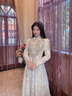 北杳定親衣服女春夏訂婚衣服新中式敬酒服新娘旗袍小眾輕奢結婚連衣裙 香檳色-長(cháng)袖)長(cháng)款 L 曬單實(shí)拍圖