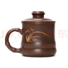 覓陶辦公杯陶瓷欽州坭興陶茶杯過濾帶茶隔茶水分離會議水杯子 蘭花款 420ml 曬單實(shí)拍圖