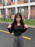 嫻柔 打底衫女秋冬長(cháng)袖短款上衣修身圓領(lǐng)春夏新款高腰露臍內搭t恤 黑色露臍 M 曬單實(shí)拍圖