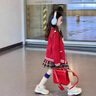 迪士尼（Disney）女大童jk套裝春款2025新款小女孩長(zhǎng)袖開(kāi)衫毛衣學(xué)院風(fēng)百褶裙三件套 紅色套裝(襯衫+裙子) 110 CM 建議身高100-110cm4-5歲 曬單實(shí)拍圖