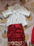 韞舜兒童馬面裙?jié)h服男童女童春夏季女孩國(guó)學(xué)服中國(guó)風(fēng)古裝舞臺(tái)表演出服 紅色 【鶴鳴九洲】 140cm 曬單實(shí)拍圖