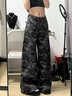 DGOV美式高街迷彩闊腿牛仔褲女春季2026新款高腰顯瘦寬松直筒拖地褲 迷彩zt S 80斤-94斤 曬單實(shí)拍圖
