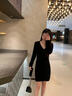 夏洛熊 XALORXION秋冬黑色顯瘦冬季辣妹女短裙包臀裙子短款內搭高級感性后媽連衣裙 黑色拉鏈款【加絨加長(cháng)】 S 曬單實(shí)拍圖