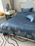 百麗絲水星家紡出品100支長(cháng)絨棉四件套全棉刺繡純棉床單被套床笠 花前悅夏-深海藍 2.0m床單款四件套 曬單實(shí)拍圖