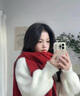 JEEP純羊毛圍巾女格子秋冬季加厚保暖百搭學(xué)生披肩圍脖時(shí)尚兩用送禮物 新年紅【高檔禮盒裝】 曬單實(shí)拍圖