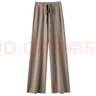 歐妤窄版闊腿褲女秋冬季新款高腰垂感顯瘦拖地直筒褲寬松加厚休閑褲女 淺駝色 XL建議110-125斤 曬單實(shí)拍圖