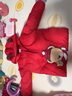 PawinPaw【克輕】童裝松軟小熊冬新男女寶保暖連帽羽絨服面包服 紅色 110 cm 充絨量81g 曬單實(shí)拍圖