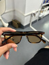 MOSCOT LEMTOSH太陽(yáng)鏡男款 復(fù)古棕條紋色板材小框眼鏡 文藝方形偏光淺茶色墨鏡女 棕條紋色框+偏光淺茶色鏡片 曬單實(shí)拍圖