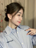 lagogo簡(jiǎn)約藍(lán)白格紋襯衫女拉谷谷2025年春季新款落肩寬松上衣外套 混色 M 曬單實(shí)拍圖