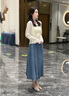 歌力思（ELLASSAY）2025春夏新款100%萊賽爾柔軟靈動(dòng)優(yōu)雅中長(zhǎng)款半身裙女EWB361N01100 牛仔藍(lán) XS 曬單實(shí)拍圖