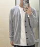 皮爾卡丹（pierre cardin）秋冬季新款純羊毛衫男士開衫V領(lǐng)系扣外套寬松休閑針織衫毛衣男裝 淺灰色 XL 曬單實(shí)拍圖