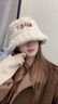 稻草人毛絨漁夫帽女2024秋冬季新款大頭圍顯臉小帽子保暖加絨盆帽洋氣 米色 均碼 曬單實(shí)拍圖