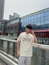 名創(chuàng  )優(yōu)品（MINISO）短袖男美式學(xué)院風(fēng)潮流寬松t恤夏季純棉高級感圓領(lǐng)體恤 淺米 M 曬單實(shí)拍圖