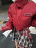 BJHG不計(jì)后果美式貼貼短款羽絨服男女款90白鴨絨冬季新款潮牌PU皮外套 莎醬紅 S 曬單實(shí)拍圖