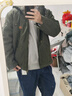 馬登工裝 J141仿羊羔絨連帽夾克男冬季加絨保暖棉衣重磅帆布棉服外套 深綠色 （寬松偏大） L 曬單實拍圖