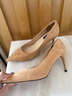 NINE WEST/玖熙羊反絨法式單鞋女通勤高跟鞋NF201039SK 駝色 35 曬單實(shí)拍圖